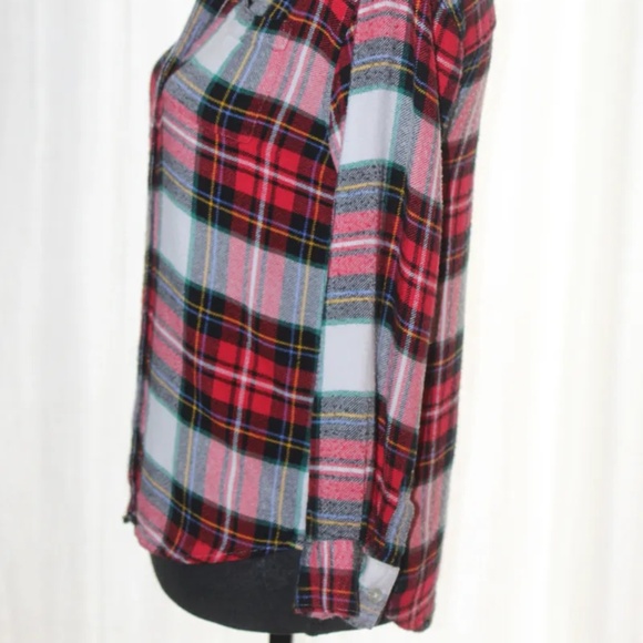 Old Navy Girl's Red Plaid LS Button Up Flannel Shirt, Girl's 10-12 - Picture 4 of 6